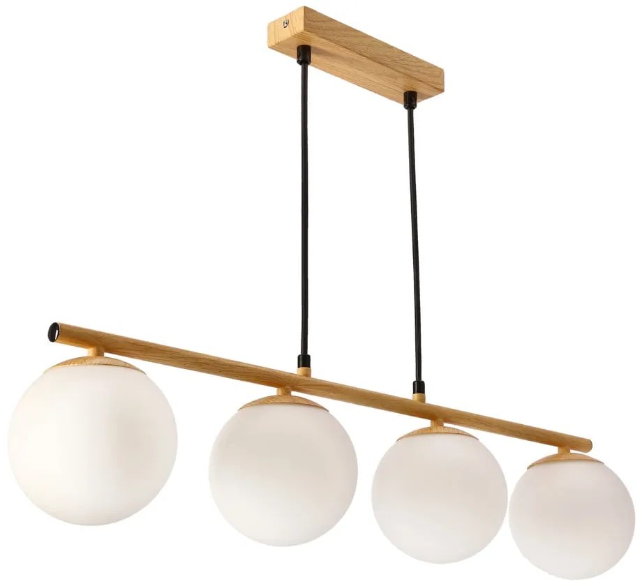 Fehér-natúr színű függőlámpa üveg búrával Carrine – Candellux Lighting