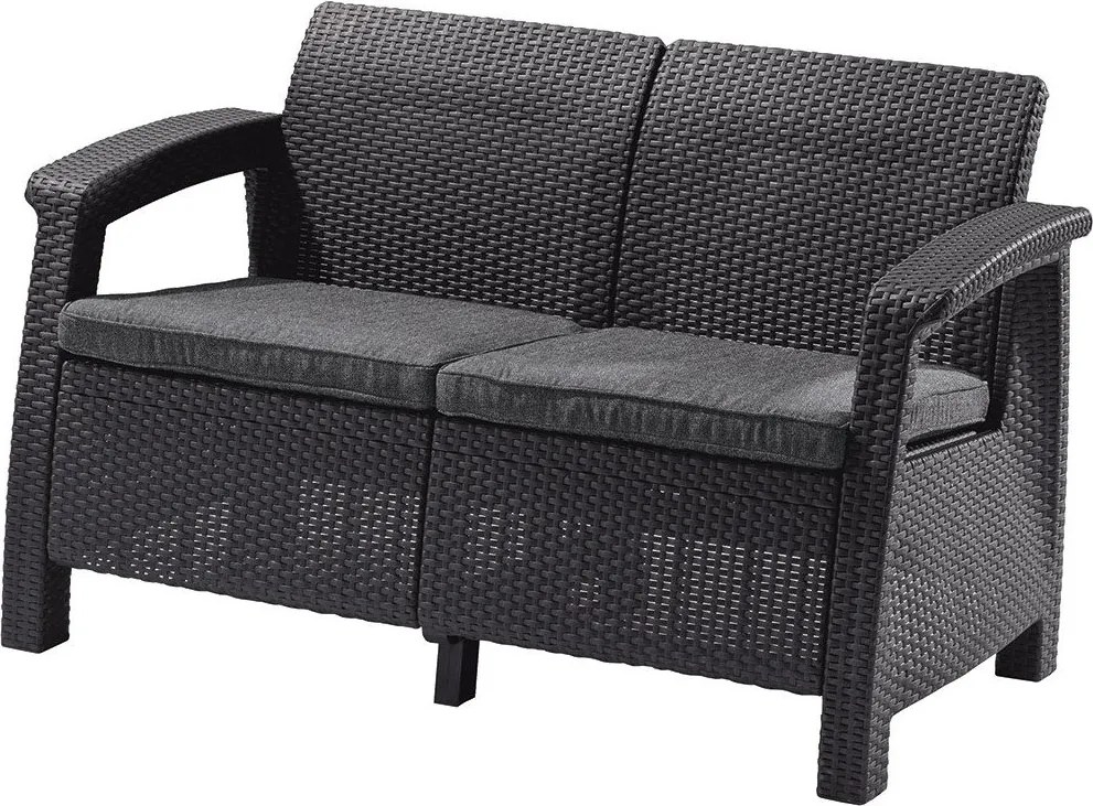 Sötétszürke műrattan kerti kanapé Corfu – Keter