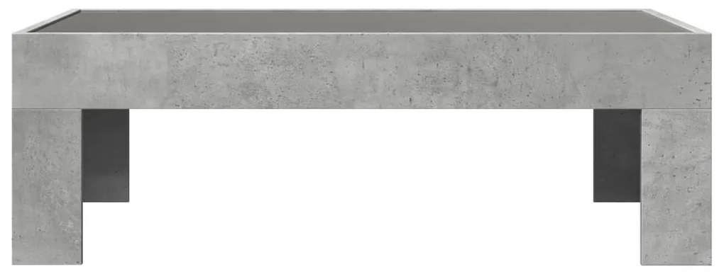betonszürke végtelen hatású LED-es dohányzóasztal 90x50x30 cm