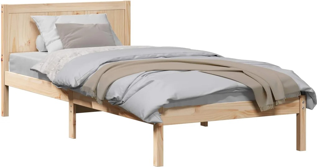vidaXL Ágykeret Barna 90 x 190 cm Tömör fenyőfa