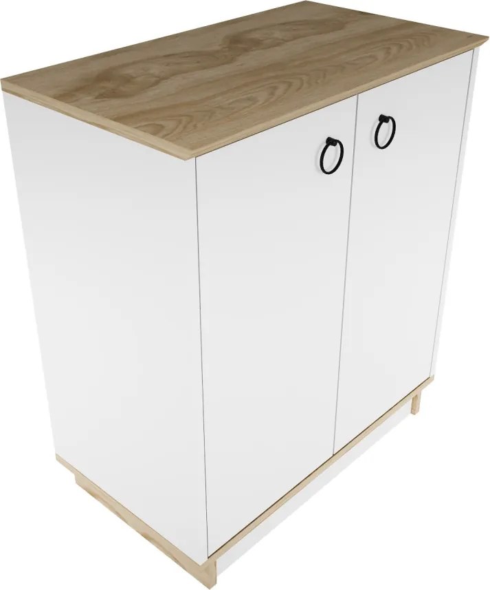 Nüanse komód, tölgy-fehér, 72 cm