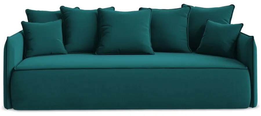 Türkiz bársony kinyitható-tárolóhelyes kanapé 225 cm Hula – Makamii