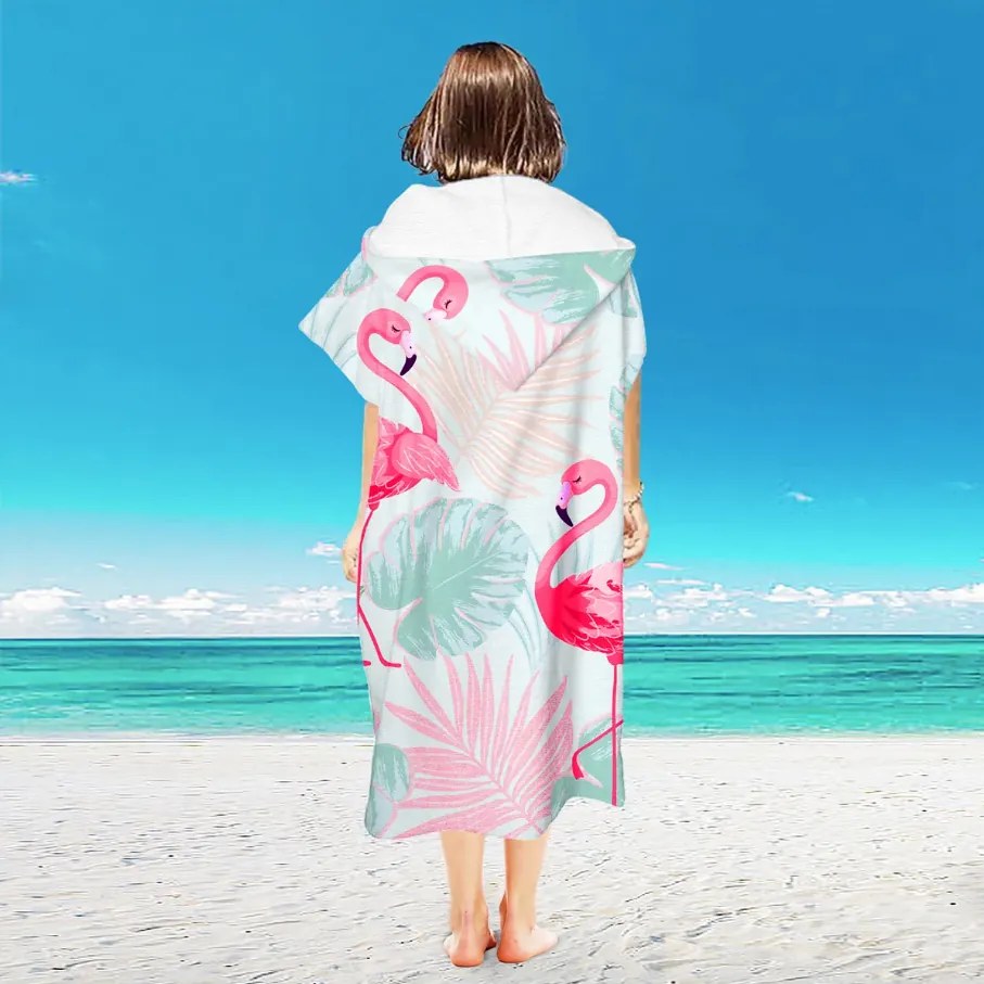 Strand poncsó FLAMINGO családi szett 2db, színes