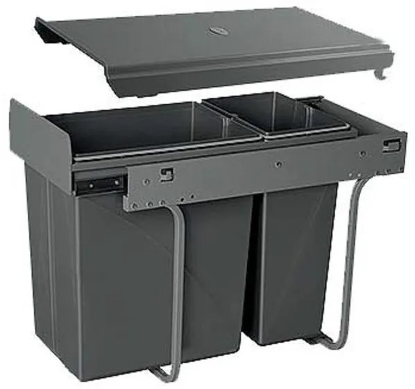 Hulladékgyűjtő GTV Practi Eco 300, szelektív, manuális működés, 300mm-es elembe, lágy záródás, 10+20 L edénnyel, fedéllel