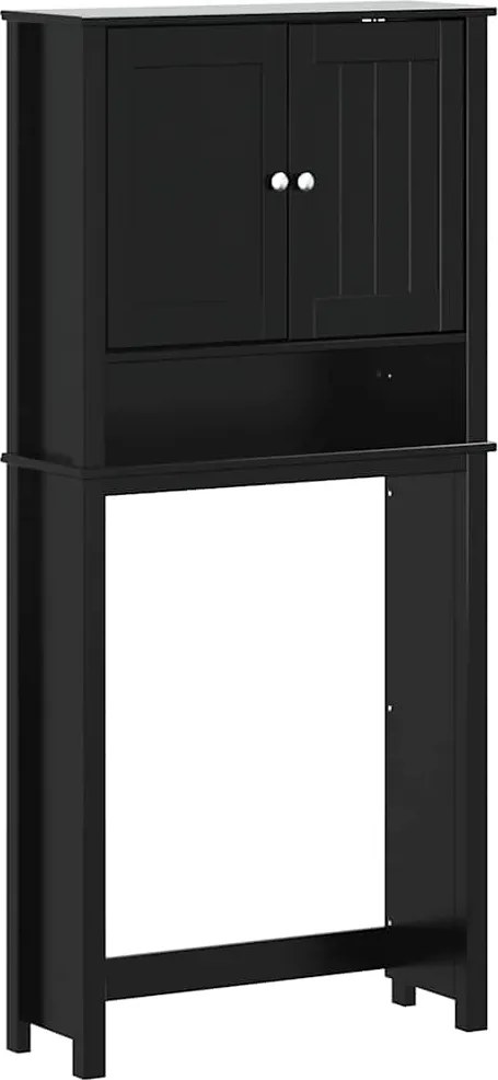 vidaXL BERG fekete tömör fa mosógépszekrény 76 x 27 x 164,5 cm