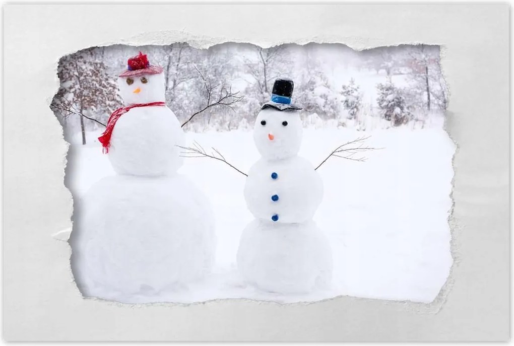 Poszterek 90x60 Hóemberek Tél Hó Fehér