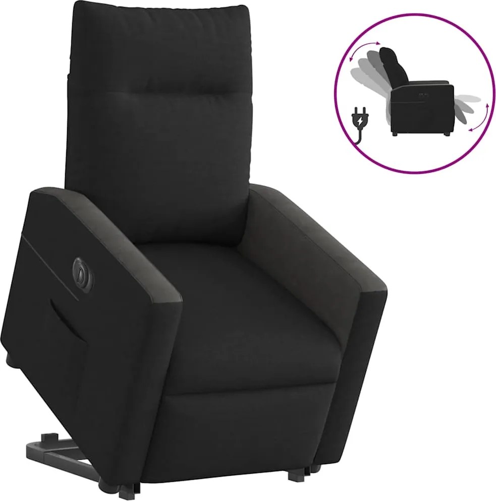 vidaXL elektromos felállást segítő fekete szövet dönthető fotel