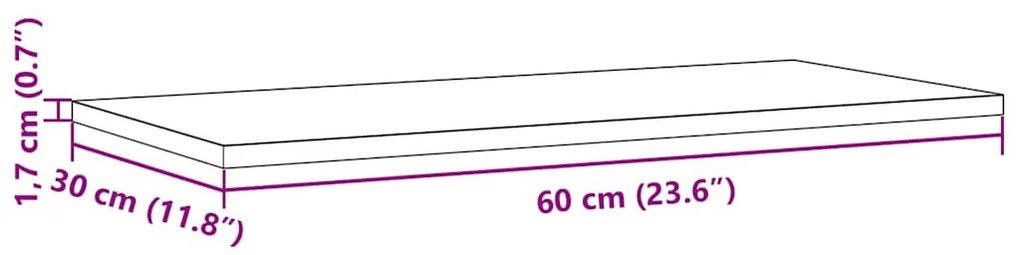 2 db tömör fenyőfa téglalap alakú asztallap 60 x 30 x 1,7 cm