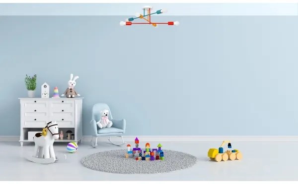 Felületre szerelhető csillár CAMBRIDGE 6xE27/20W/230V kék/piros/narancssárga