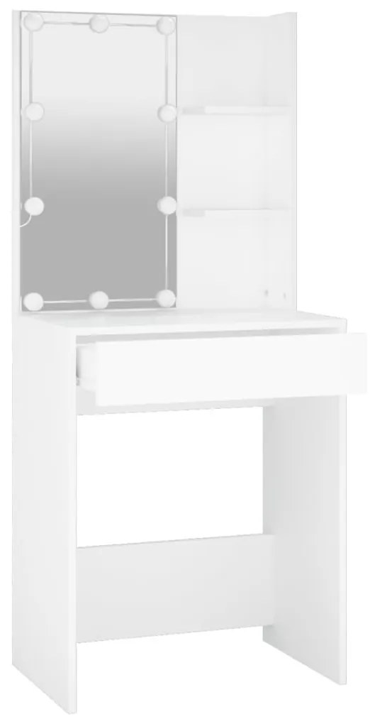 fehér fésülködőasztal LED-világítással 60 x 40 x 140 cm