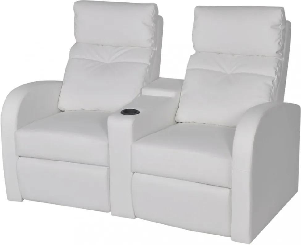 2 személyes fehér, dönthető támlájú, műbőr fotel