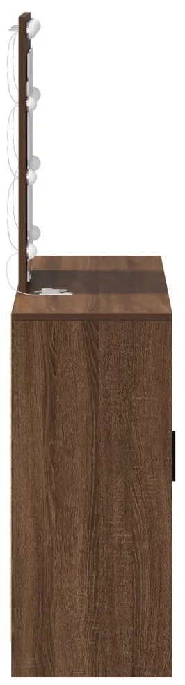 LED világítással ellátott sminkasztal Barna tölgy 102x33x135 cm