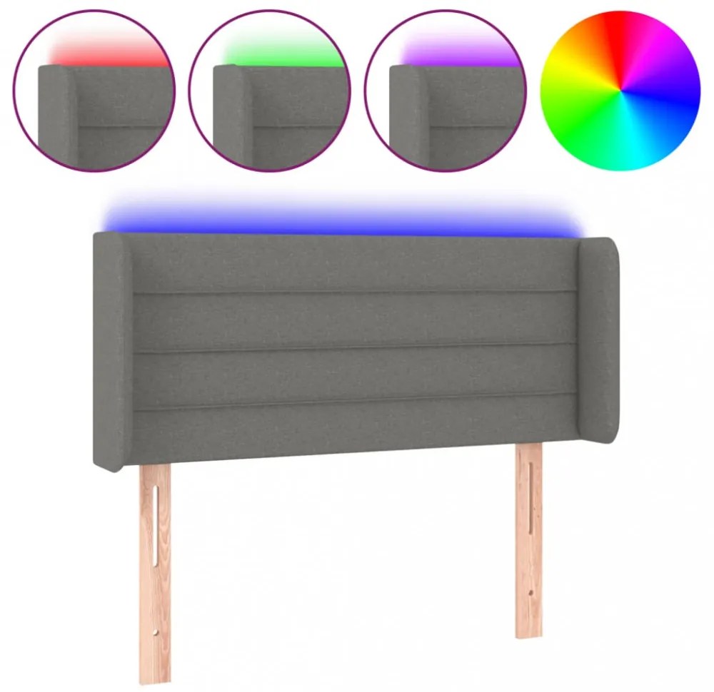 sötétszürke szövet LED-es fejtámla 83 x 16 x 78/88 cm