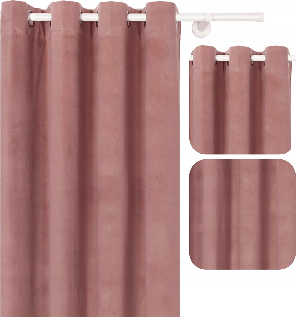 Velúr Függöny Kerekekkel 140x240 Rózsaszín Púder Rózsaszín Szobafüggöny