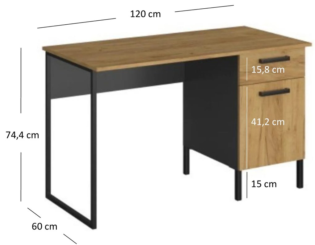 Íróasztal  Shanna (arany craft tölgy + antracit). 1053224