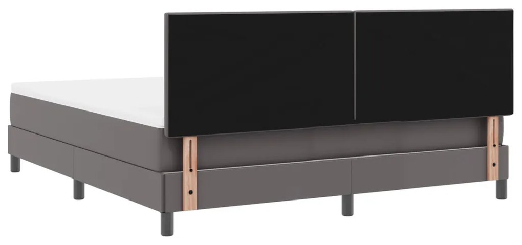 Boxspring ágy szürke színben, szuper king méret, műbőr