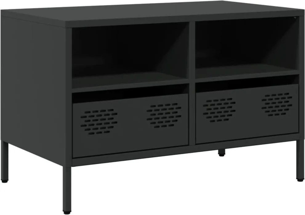 vidaXL fekete hidegen hengerelt acél TV-szekrény 68 x 39 x 43,5 cm