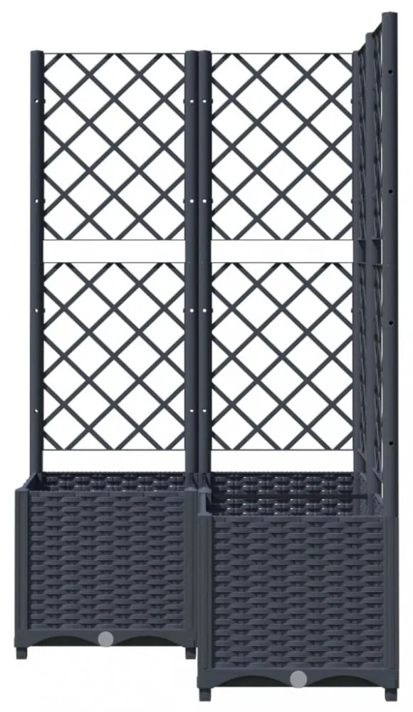 sötétszürke PP rácsos kerti ültetőláda 80 x 80 x 136 cm