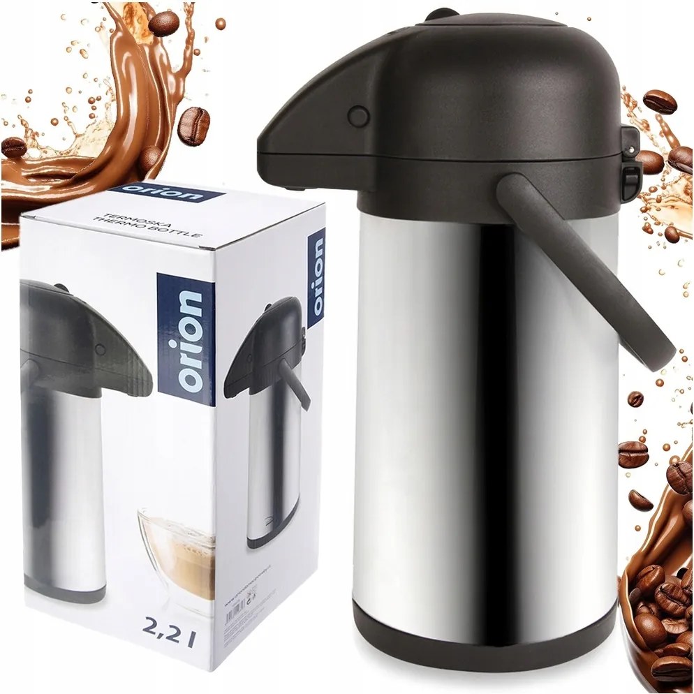 Nagy Konferencia Termosz acél asztali tea pumpával 2,2L