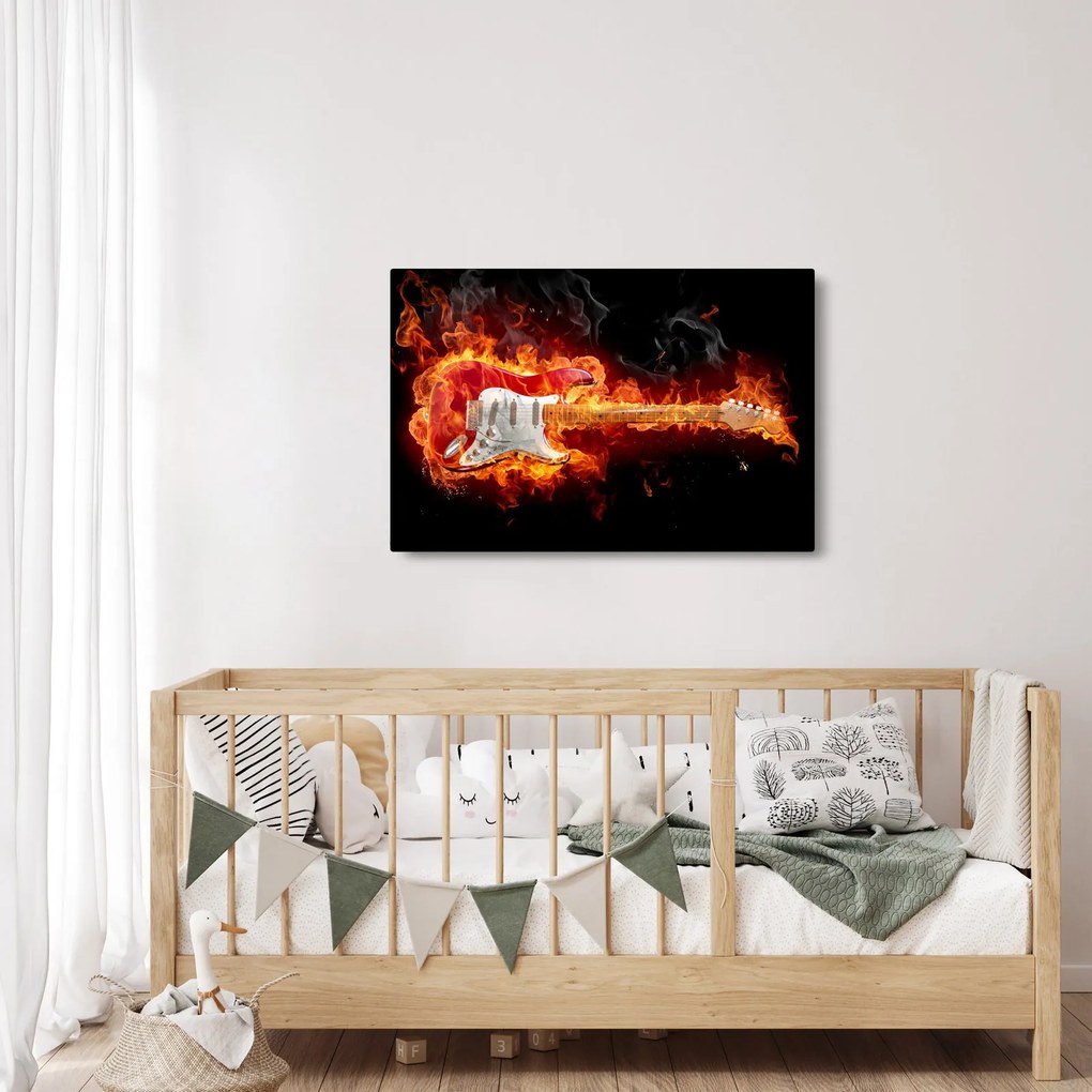 Kép - Gitár a lángokban (90x60 cm)