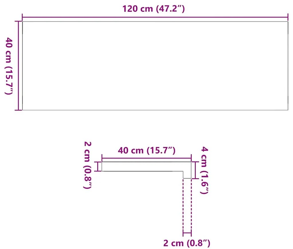 ablakpárkányok 2 db sötétbarna 120x40x2 cm tömör fa tölgyfa