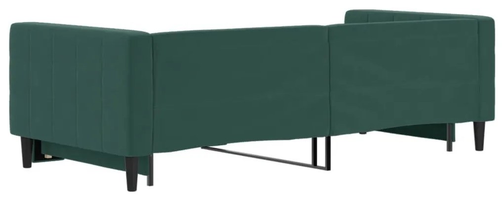 sötétzöld kihúzható bársony heverő 90 x 200 cm