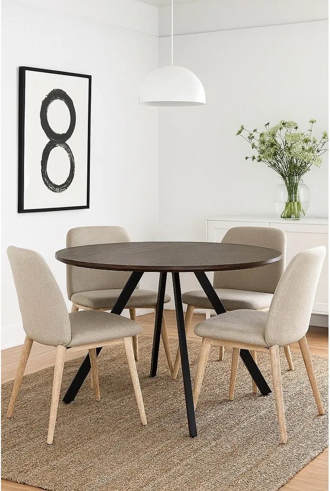 Kerek étkezőasztal diófa dekorral ø 120 cm Rivo – Bonami Essentials