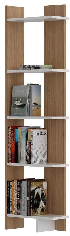 könyvespolc Als - Teak, White