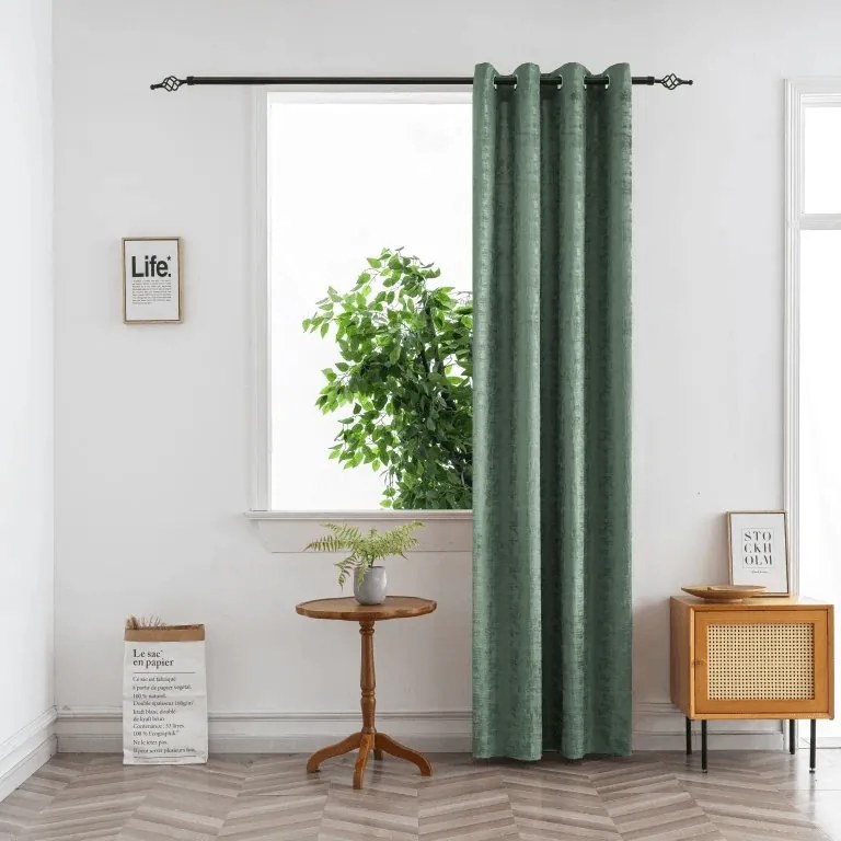 Sötétítő függöny LOOM VELVET 140x250 cm, zöld Felfüggesztés: Fém gyűrűk