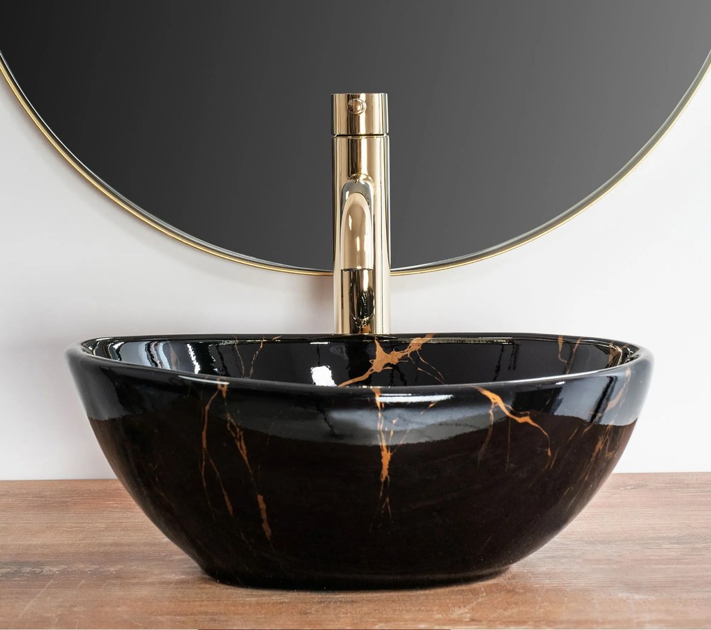 Pultos mosdó Rea Sofia Mini Black Marble Shiny