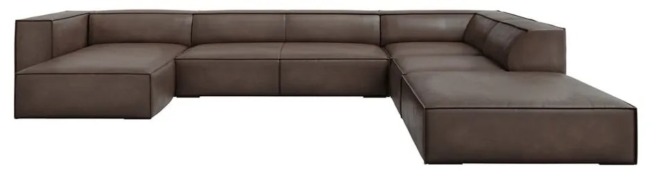 Barna bőr sarokkanapé (jobb oldali) Madame – Windsor & Co Sofas