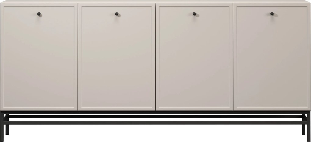 Lorini négyajtós komód 200 cm - kasmír / fekete fogantyúk / fém lábak
