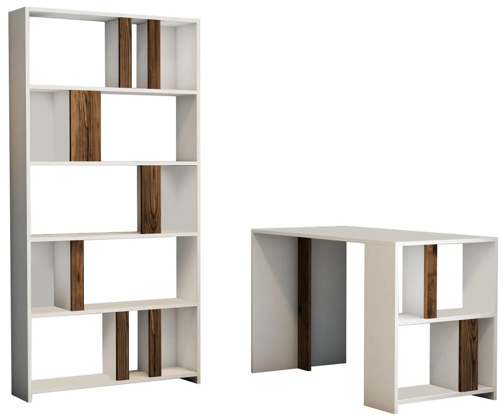 PC asztal regállal Limba (fehér + dió). Akció -20%. 1088390