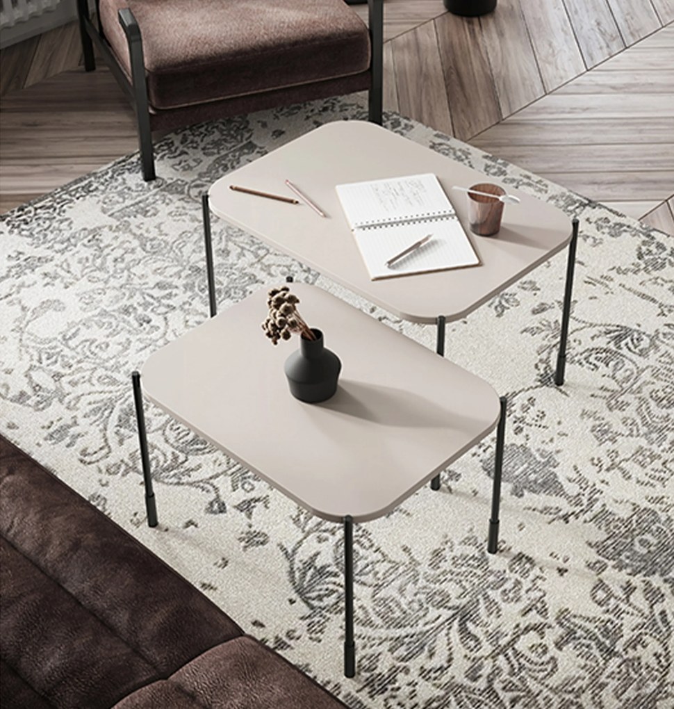 Sonatia dohányzóasztal 60 cm, téglalap alakú, fém lábakkal - kasmír