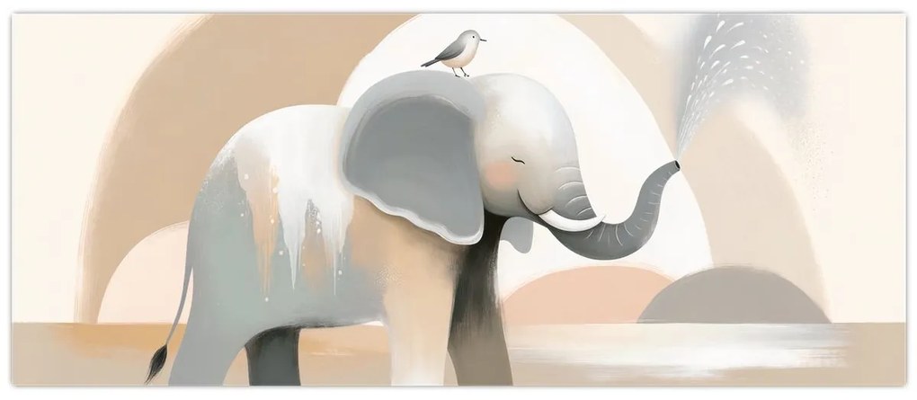 Kép - Elefánt pasztell színekben (120x50 cm)