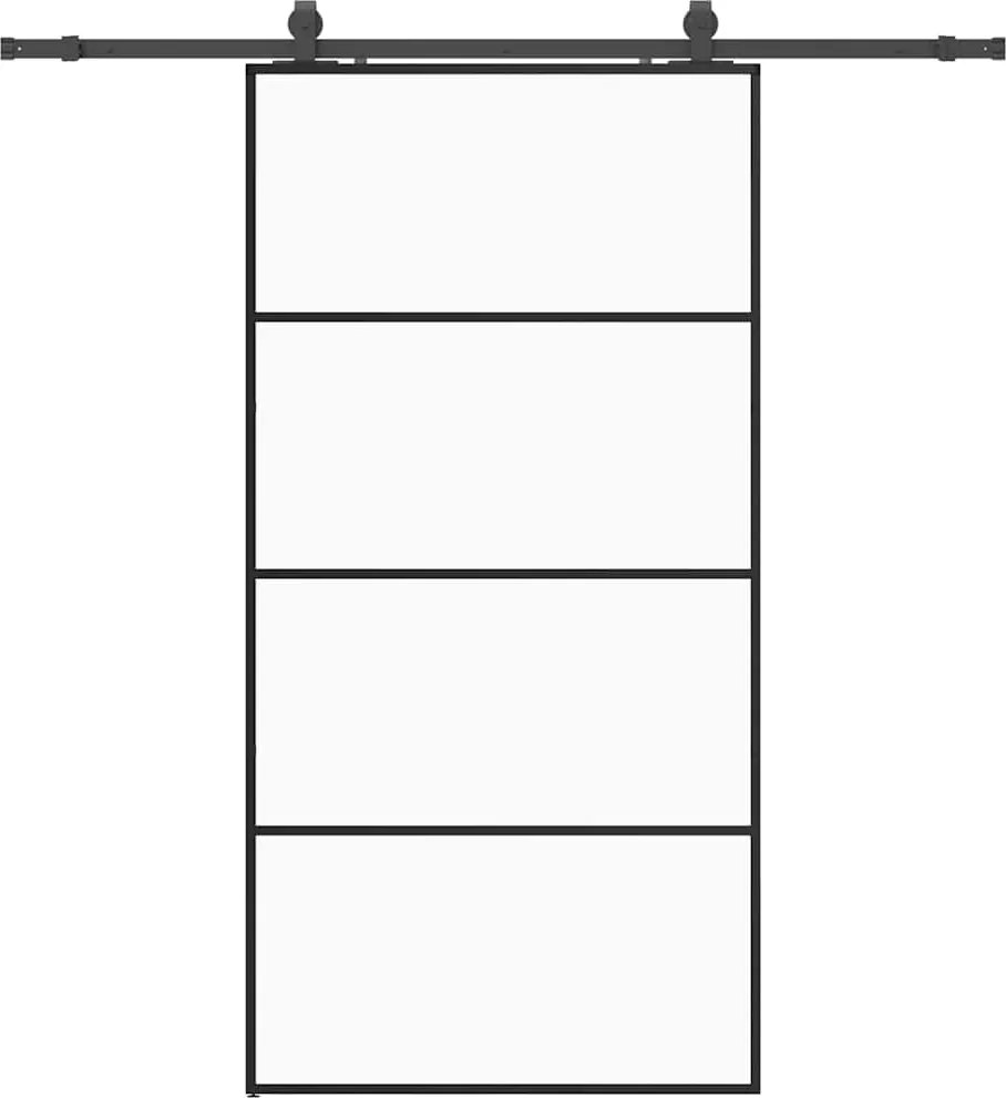 vidaXL fekete ESG üveg tolóajtó fémszerelvény-szettel 102,5x205 cm