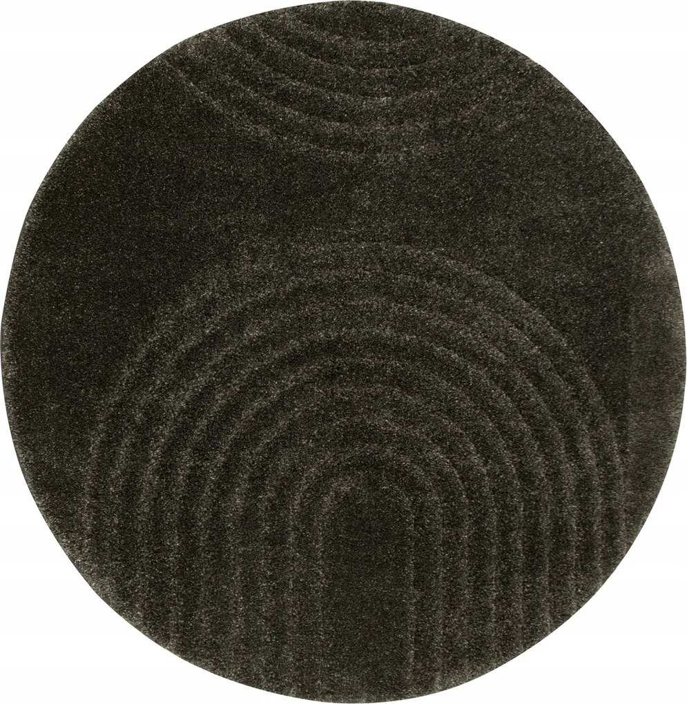 Kerek Szőnyeg Nappaliba Sypilani Art Deco Grafit Shaggy Akra átm. 160 cm
