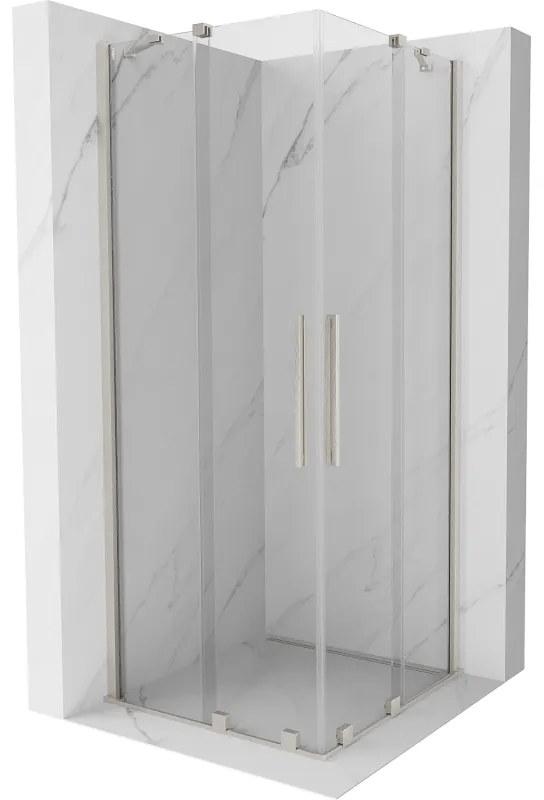 Mexen Velar Duo, zuhanykabin tolóajtóval 90 x 90 cm, 8mm átlátszó üveg, csiszolt acél, 871-090-090-02-97