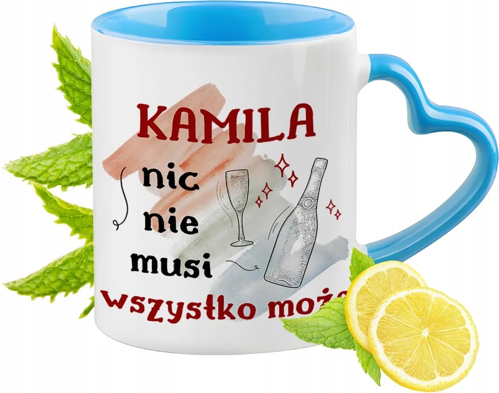 Kamilla Kék Bögre Szív Alakú Füllel Kávé Ajándék