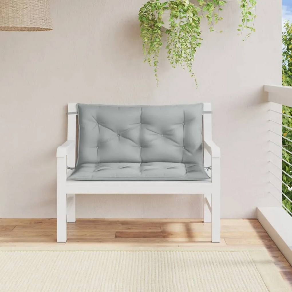 2 db melange világosszürke szövet kerti padpárna 100 x 50 x 7cm