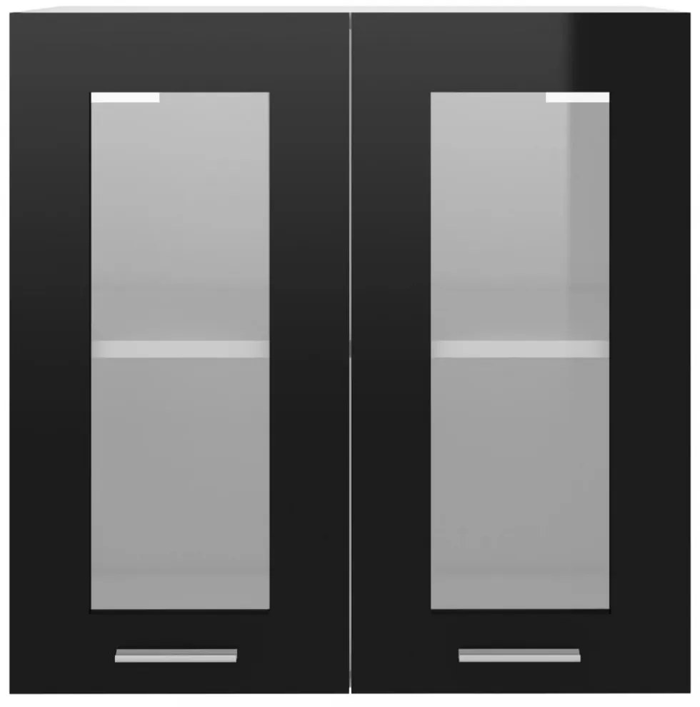 “Lyon” fekete szerelt fa függő üvegszekrény 60 x 31 x 60 cm