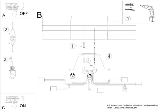 Sollux SL.1448 - Felületre szerelhető csillár VECTOR 8xE27/15W/230V fekete