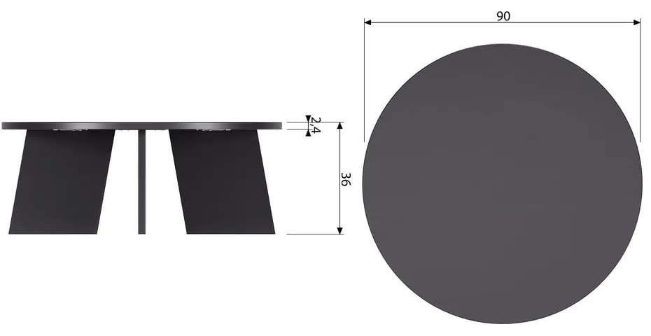 Fekete kerek dohányzóasztal ø 90 cm Fries – WOOOD
