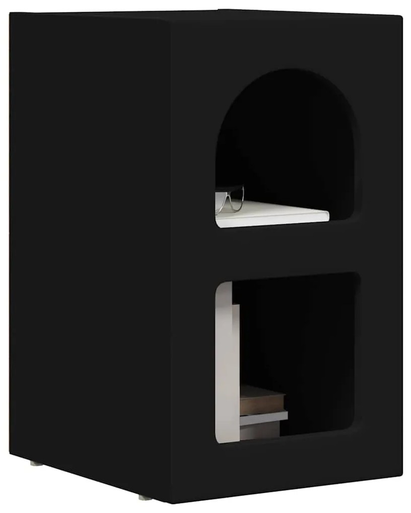 Éjjeli asztal 2 pcs Fekete 29.5 x 35 x 50 cm Faanyag