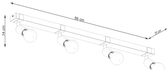 Sollux SL.1298 - Spotlámpa ZUCA 4xE27/15W/230V fekete