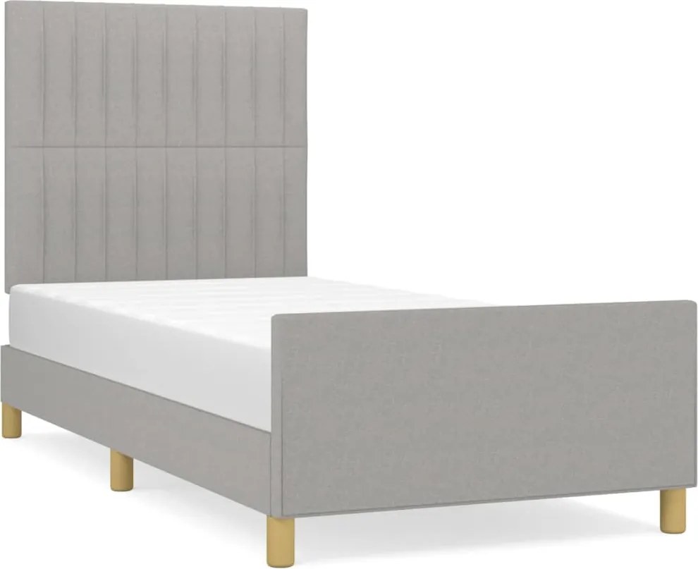 vidaXL világosszürke szövet ágykeret matrac nélkül 100x200 cm