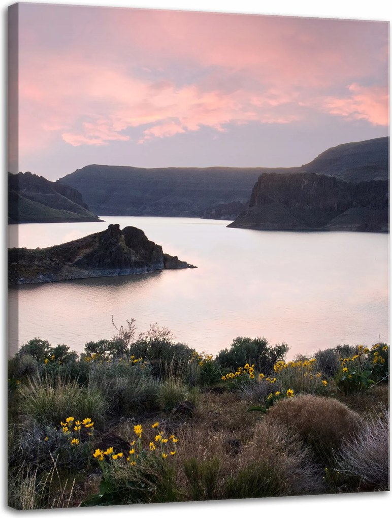 Vászonkép Természet Hegyek Víz Ég Virágok Növények 30x40