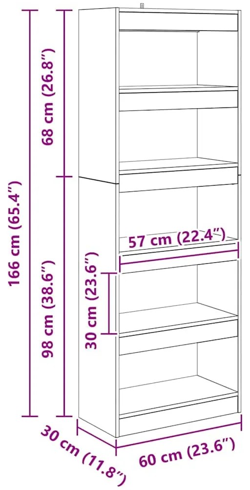 Könyvespolc Régi fa 60 x 30 x 166 cm Faanyag