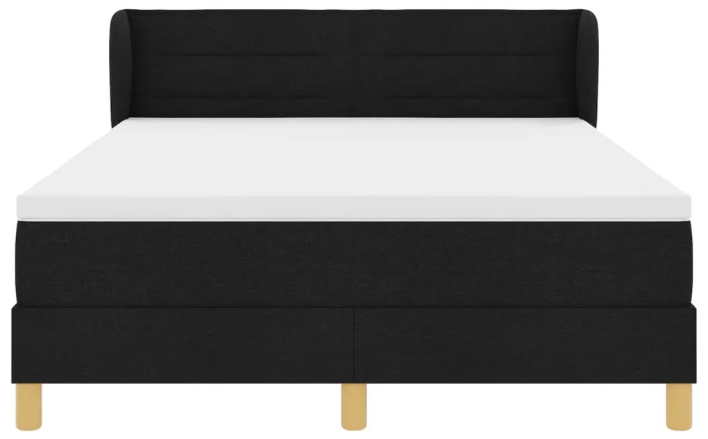 Boxspring Ágy Matrac nélkül - Fekete, 160x200 cm, Szövet