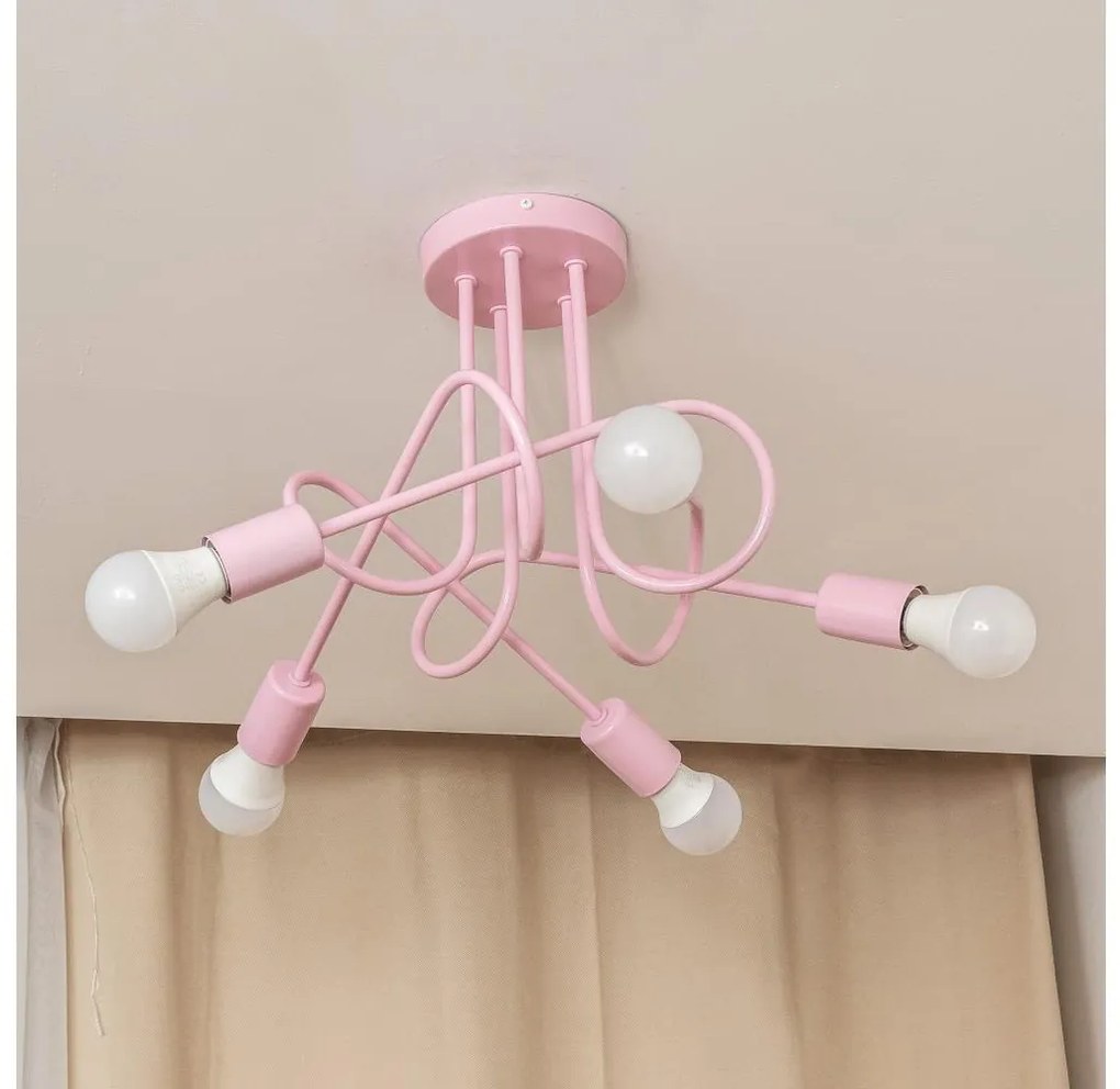 Felületre szerelhető csillár OXFORD 5xE27/15W/230V rózsaszín